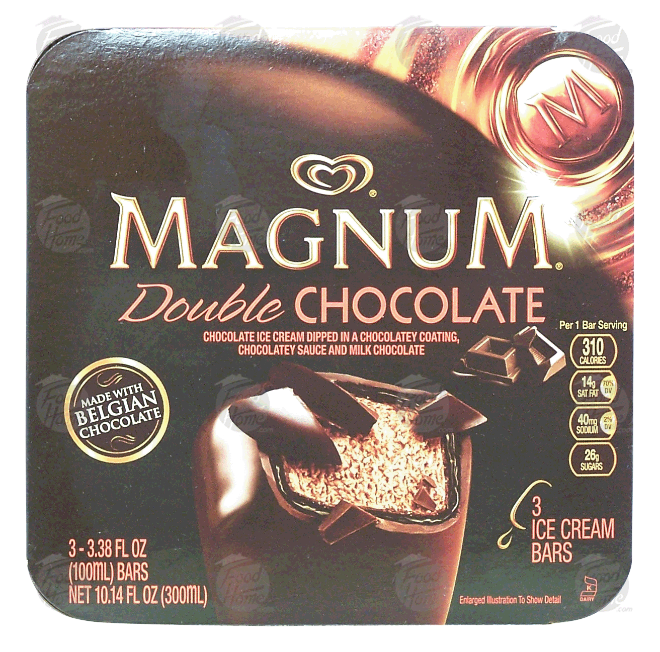 Magnum Double Chocolate chocolate ice cream dipped in a chocolatey coating, chocolatey sauce and milk chocalate, 3 bars Full-Size Picture